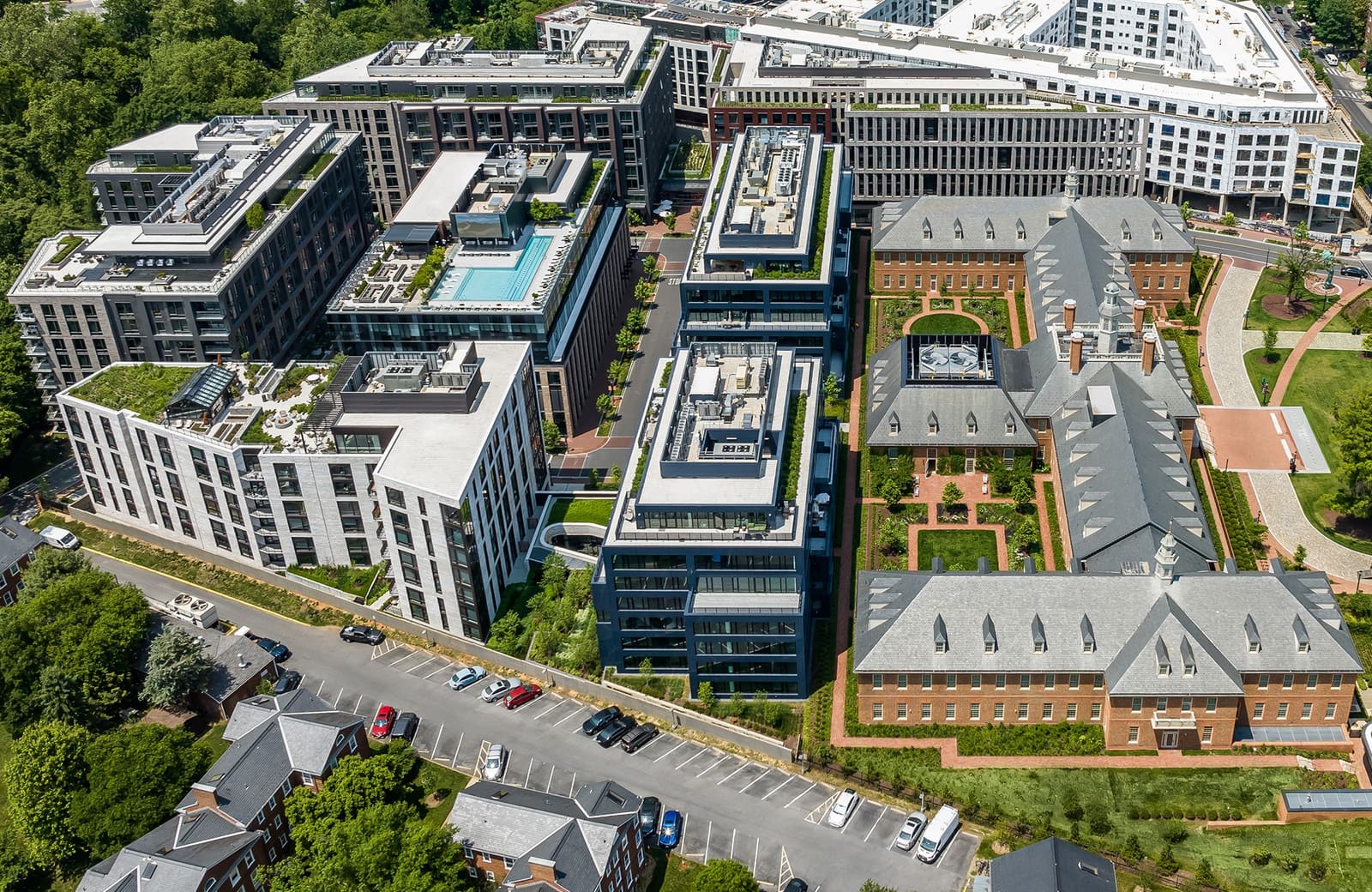 Aerial view of the City Ridge mixed-use development in Washington, DC