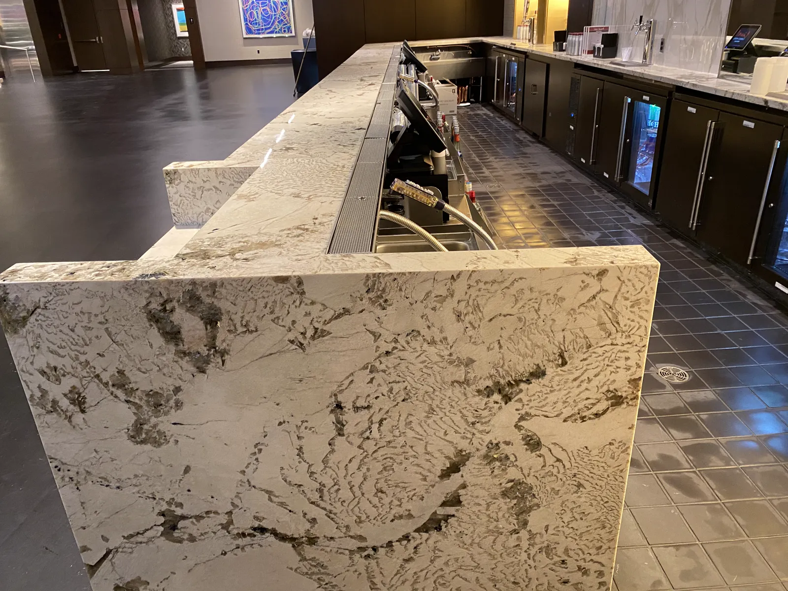 Large stone event bar at North Carolina Live Casino Hotel and Event Center