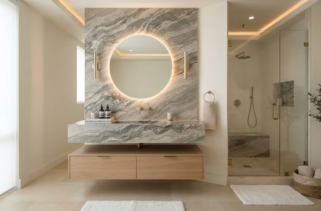 Marble surface in an interior setting